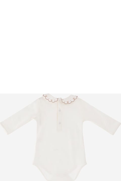 Nicoletta Fanna لـ Women Nicoletta Fanna Cotton Bodysuit With Embroidered Collar