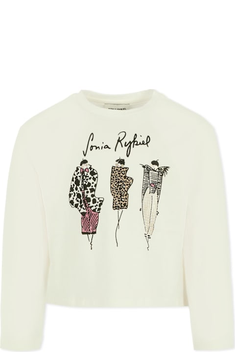 Rykiel Enfant for Women Rykiel Enfant Ivory T-shirt For Girl With Print