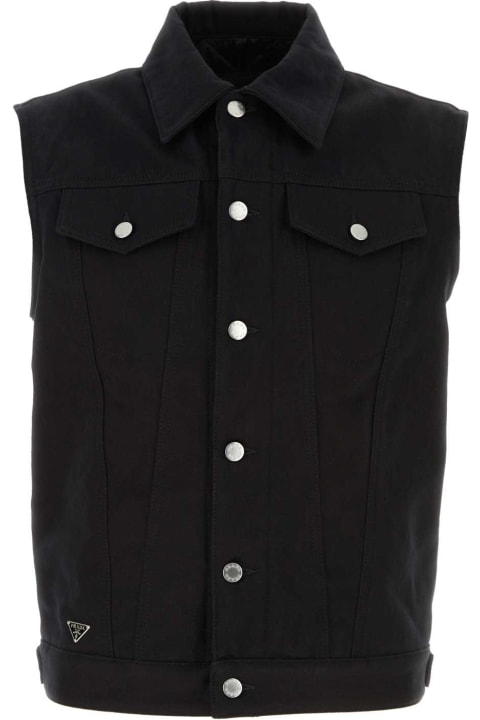 Coats & Jackets for Men Prada Black Denim Padded Vest