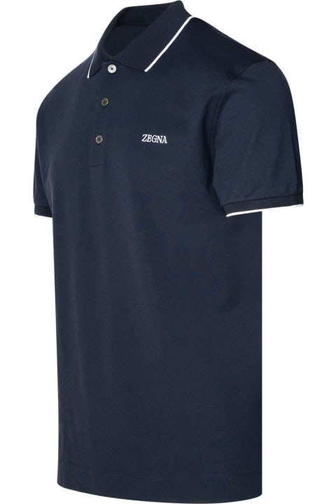 Zegna Men Zegna Polo Shirt In Blue Cotton