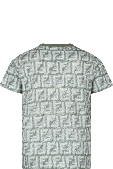 Fendi for Boys Fendi Green T-shirt For Boy With Iconic Ff