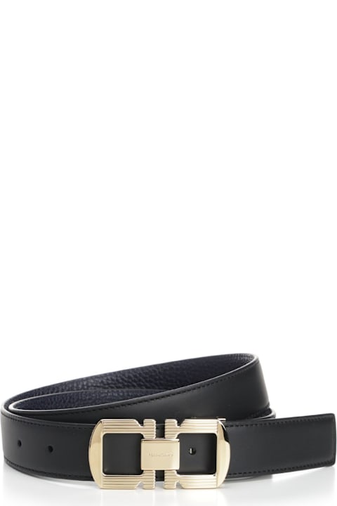 Ferragamo Belts for Men Ferragamo Blue Midnight Reversible Leather