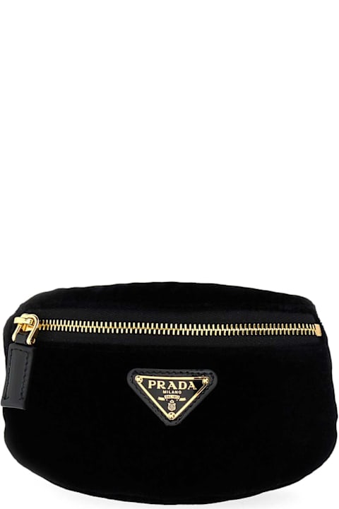 Clutches for Women Prada Black Velvet Wrist Pouch