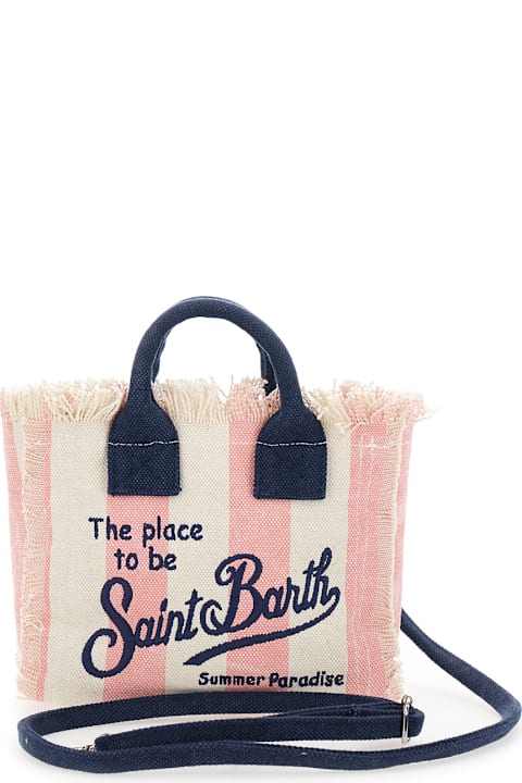 MC2 Saint Barth لـ Kids MC2 Saint Barth 'vanity Mini' Multicolor Handbag With Adjustable And Removable Shoulder Strap And All-over Striped Motif In Cotton Girl