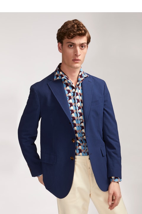معاطف وجواكت لـ القسم الرجالي doppiaa Aalberobello Seersucker Blazer
