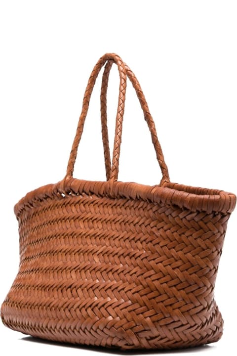 Homeware Dragon Diffusion 
triple Jump
 Tan Brown Small Tote Bag In Braided Leather Woman