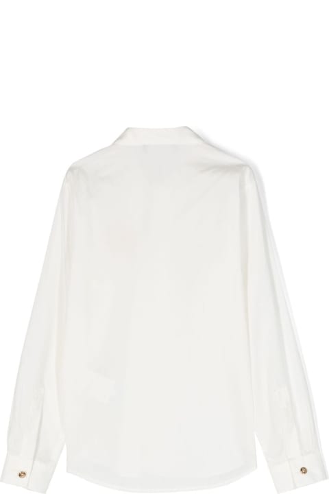 Versace Camicia Bianca In Popeline Di Cotone Bambino