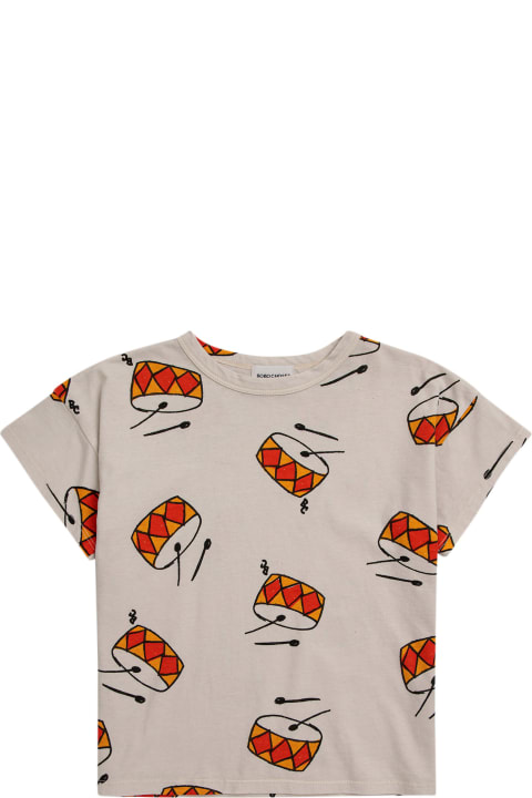 Bobo Choses T-Shirts & Polo Shirts for Boys Bobo Choses Ivory T-shirt For Boy With All-over Drums