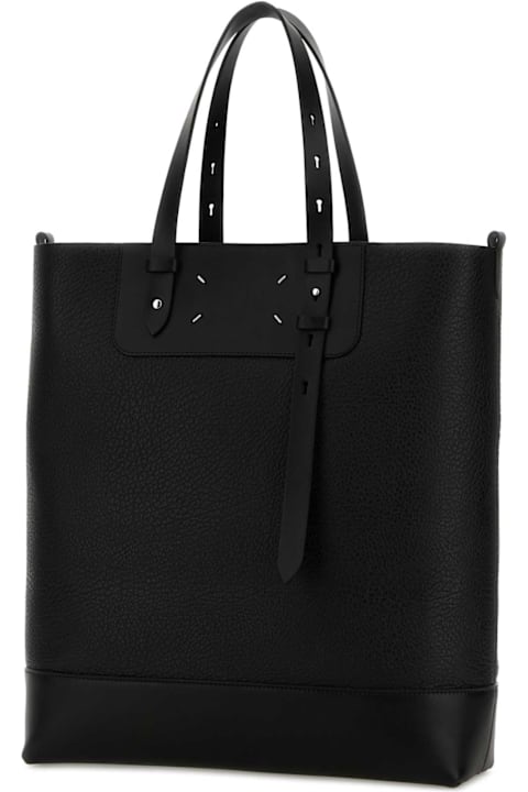 Maison Margiela Black Leather Vertical Shopping Bag