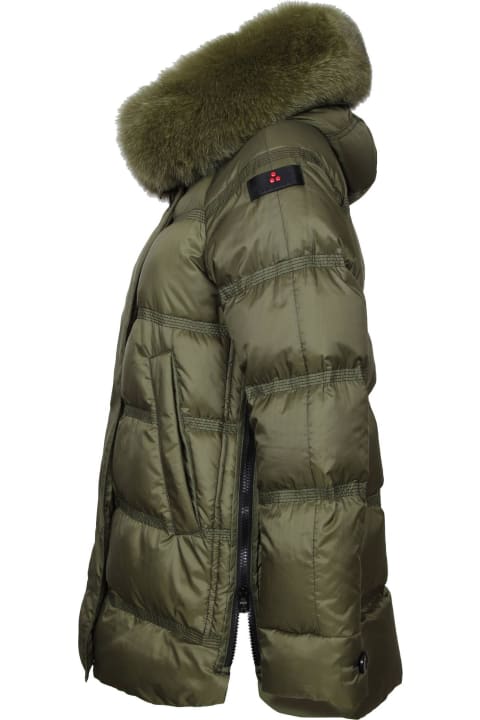 Peuterey Clothing for Women Peuterey Takan Mqs 03 Fur Down Jacket Green Color