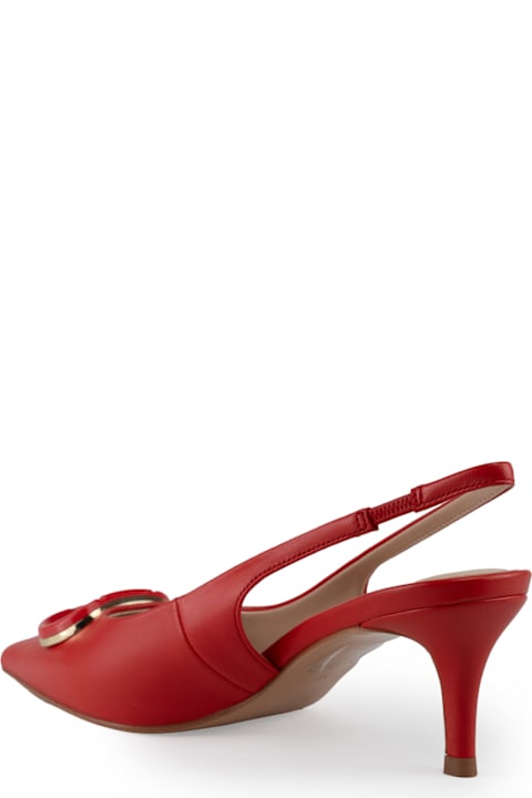 Homeware TwinSet Leather Sling Back Pumps With Oval-t Logo