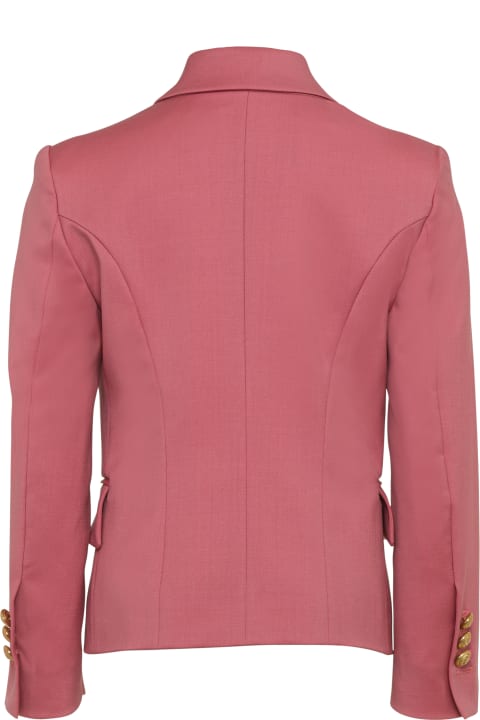 Topwear for Girls Balmain Pink Double Breasted Blazer
