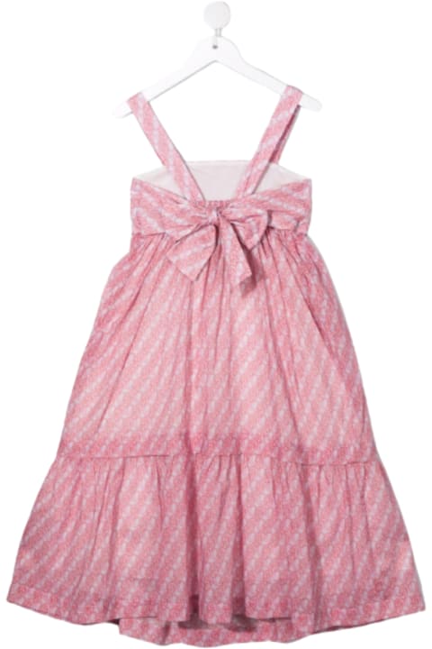 Chloé Girl's Pink Printed Cotton Dress With Bow Detail