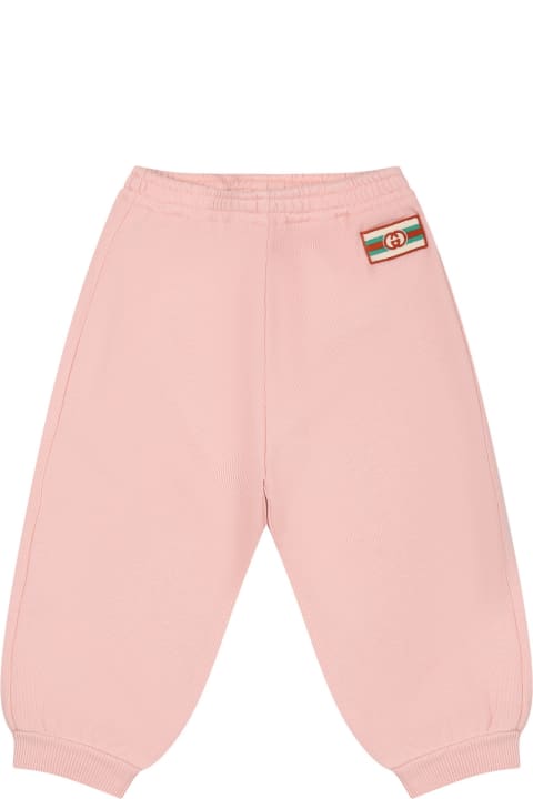 Bottoms for Baby Boys Gucci Pink Trousers For Baby Girl With Double G