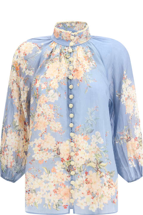 Homeware Zimmermann Cascadian Blouse With Puff Sleeves