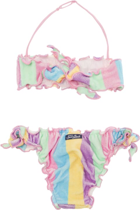 Fashion for Kids MC2 Saint Barth 'emy' Multicolor Two Piece Bikini With Stripe Motif In Stretch Cotton Blend Girl