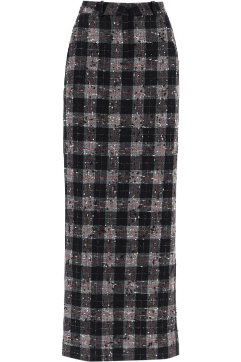 Alessandra Rich Women Alessandra Rich Maxi Skirt In Boucle' Fabric With Check Motif
