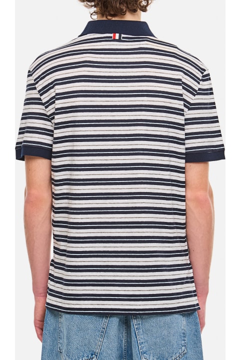 Thom Browne for Men Thom Browne Linen Striped Polo