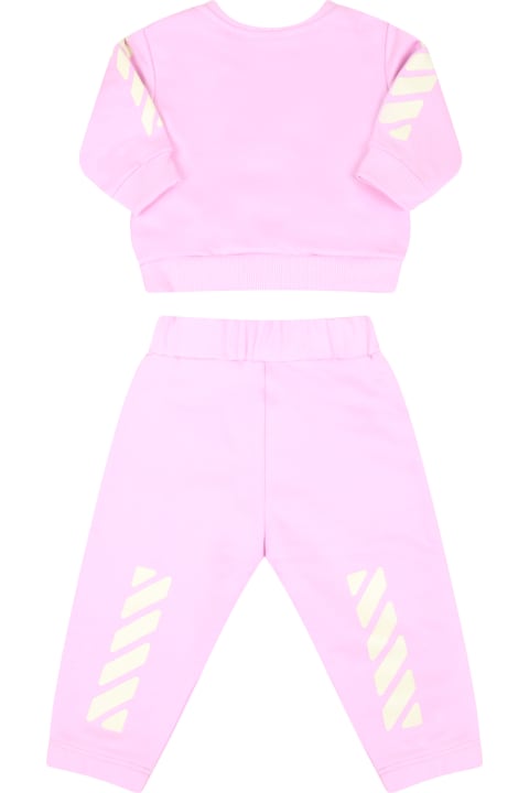 Pink Tracksuit For Baby Girl With Logo