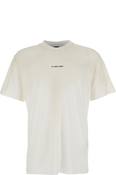 Homeware 44 Label Group White Crew Neck T-shirt With Logo On The Front And Maxi Logo On The Back In Cotton For Men