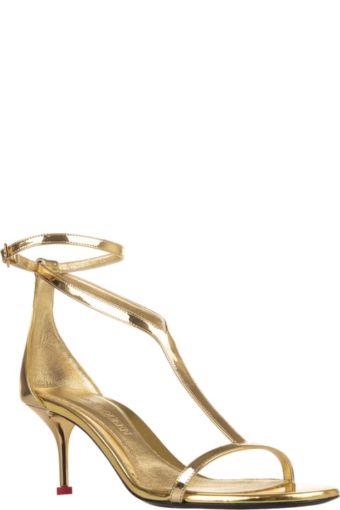 Alexander McQueen Sandals for Women Alexander McQueen Harness Sandals In Gold Metallic Leather