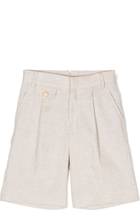 Bottoms for Boys Eleventy Melange Beige Bermuda Shorts In Linen And Cotton