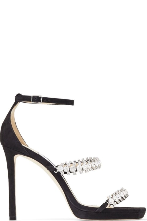 Jimmy Choo Shoes Sale for Women Jimmy Choo Black Bing Sandals With Crustal Embellishment In Leather Woman