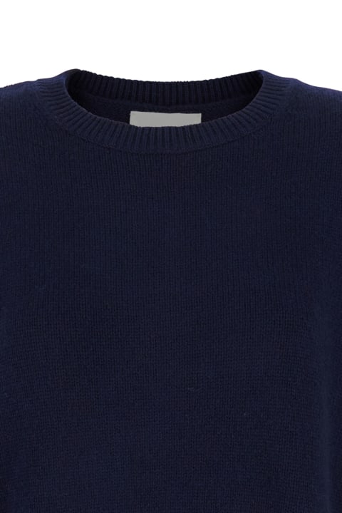 Lisa Yang ملابس علوية لـ السيدات Lisa Yang 'mila' Blue Sweater With Ribbed Trim In Cashmere Woman