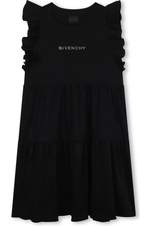 Givenchy for Kids Givenchy Black Sleeveless Dress With Rhinestone Logo