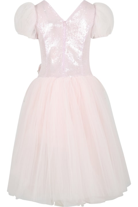Monnalisa Dresses for Girls Monnalisa Pink Dress For Girl With Flowers