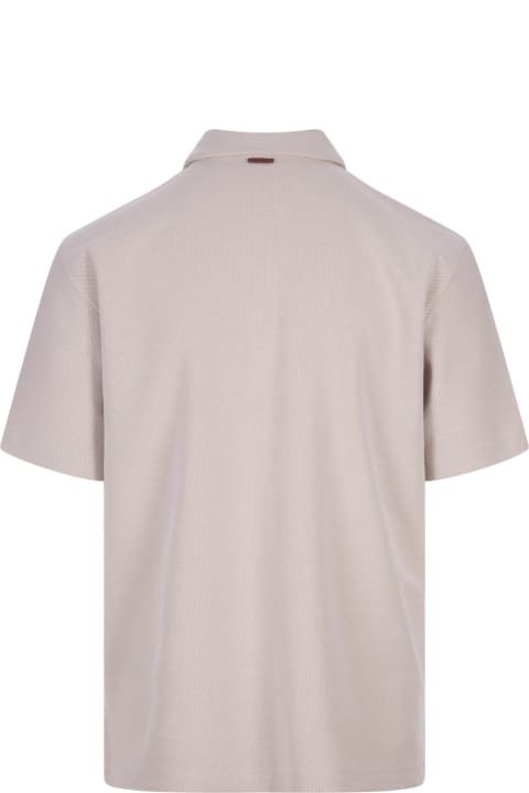 Zegna for Men Zegna Beige Honeycomb Cotton Polo Shirt