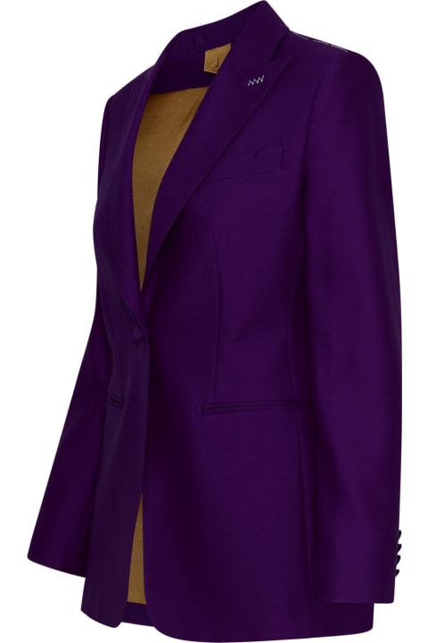 Homeware Max Mara Purple Silk Blend Buckle Blazer Jacket