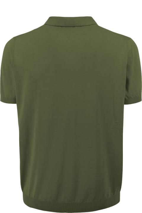 Kangra Topwear for Men Kangra Green Silk And Cotton Shaved Polo Shirt