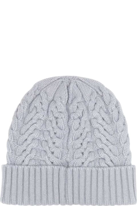 Moorer قبعات لـ السيدات Moorer Pastel Light Blue Cashmere Beanie Hat