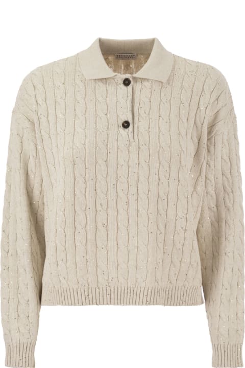 Brunello Cucinelli Sweaters for Women Brunello Cucinelli Dazzling Cables Cotton Polo-style Shirt