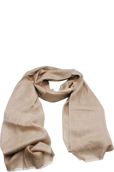 Scarves & Wraps for Women Brunello Cucinelli Lightweight Cashmere And Silk Scarf With Lurex Lamè Thread And Fringed Hem
