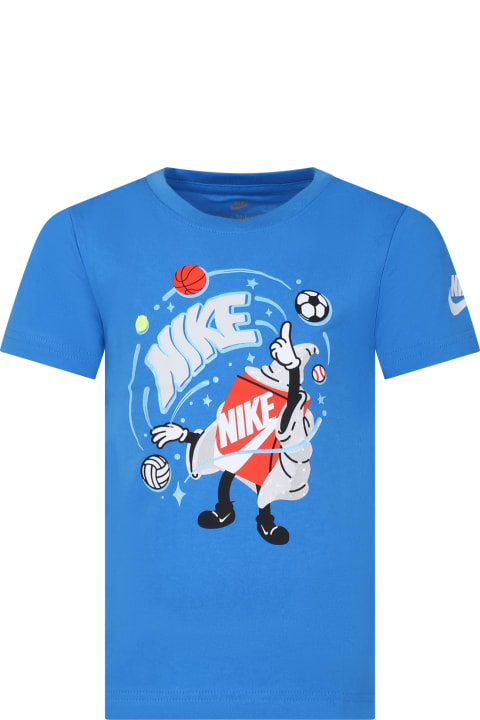 Nike T-Shirts & Polo Shirts for Boys Nike Light Blue T-shirt For Boy With Logo