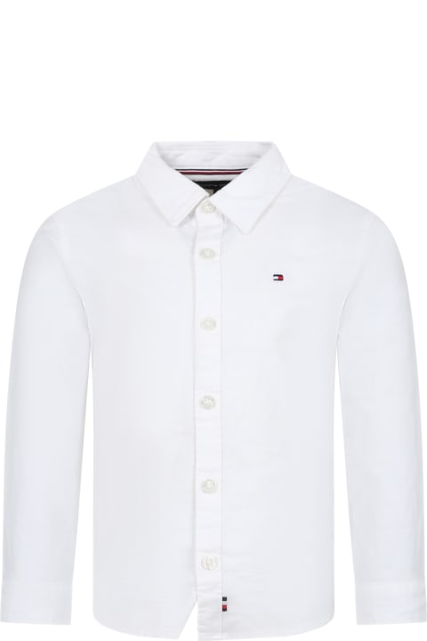 Tommy Hilfiger Shirts for Boys Tommy Hilfiger White Shirt For Boy With Logo