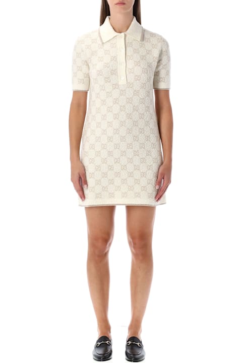 Homeware Gucci Gucci Bouclé Wool Ans Cashmere Polo Dress With Gg