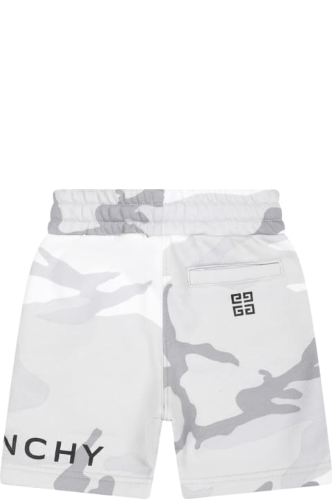 Givenchy Bottoms for Baby Boys Givenchy Grey Shorts For Baby Boy With Camouflage Print And Logo