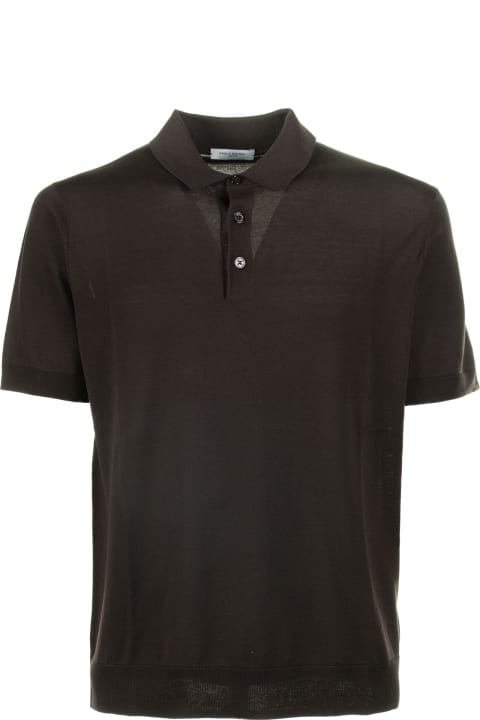 メンズ Paolo Pecoraのウェア Paolo Pecora Brown Polo Shirt With Short Sleeves