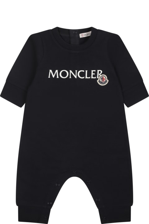 Moncler for Kids Moncler Blue Baby Jumpsuit With Logo