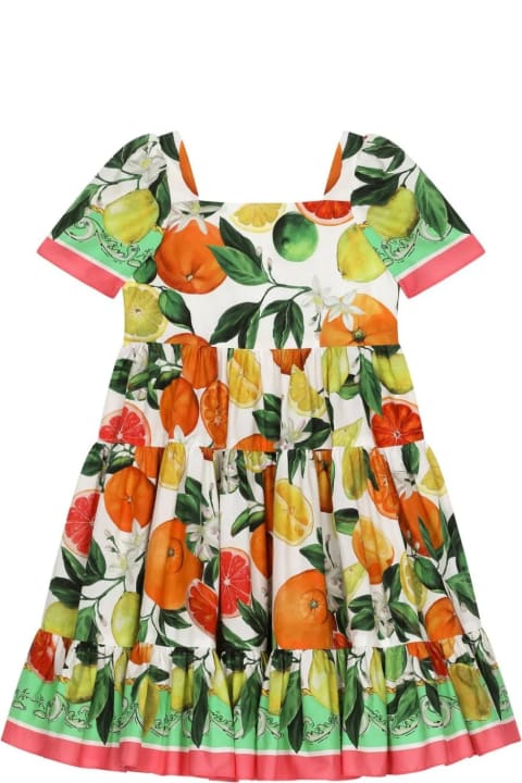 Dolce & Gabbana for Kids Dolce & Gabbana Multicolored Dress With Orange And Lemon Print