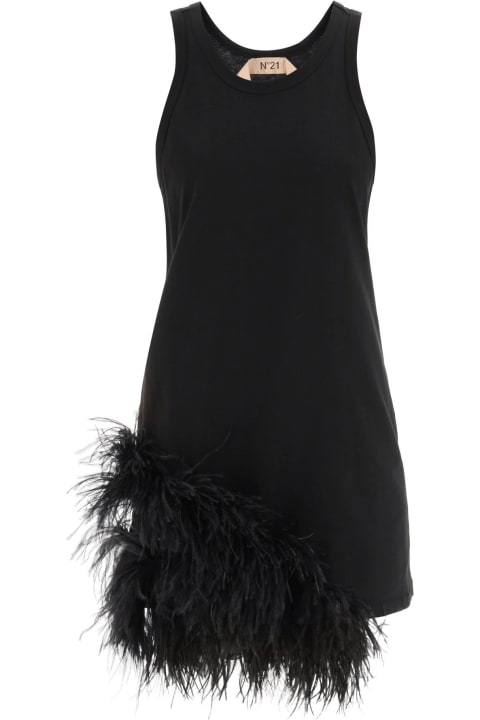 Fashion for Women N.21 Jersey Mini Dress With Feathers