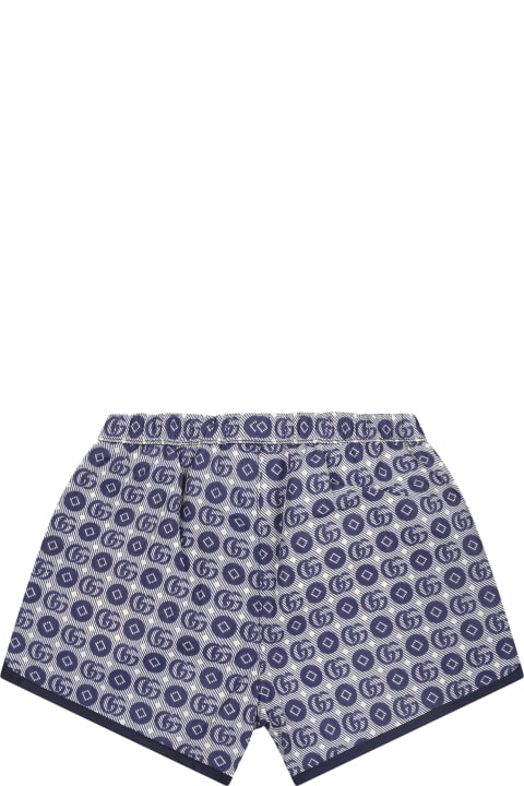Blue Swim Shorts For Baby Boy With Double G