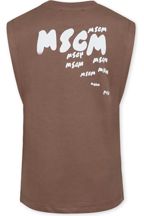 Homeware MSGM Brown Tank Top For Boy With Logo