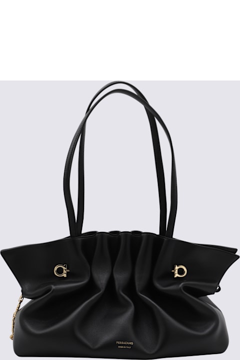 Ferragamo for Women Ferragamo Black Leather Piercing Top Handle Bag