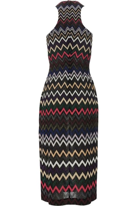 Multicolour Zigzag-woven Midi Dress