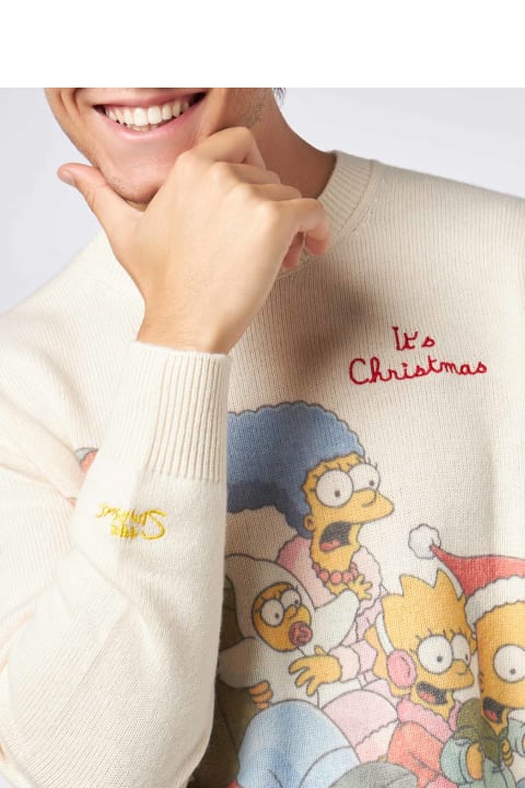 Homeware MC2 Saint Barth Crewneck Sweater Heron With The Simpson Family Jacquard | The Simpsons Special Edition