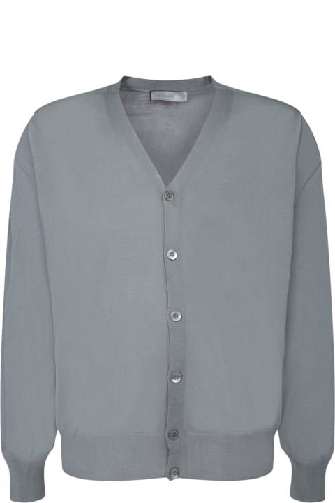 Canali for Men Canali Light Grey Wool Cardigan